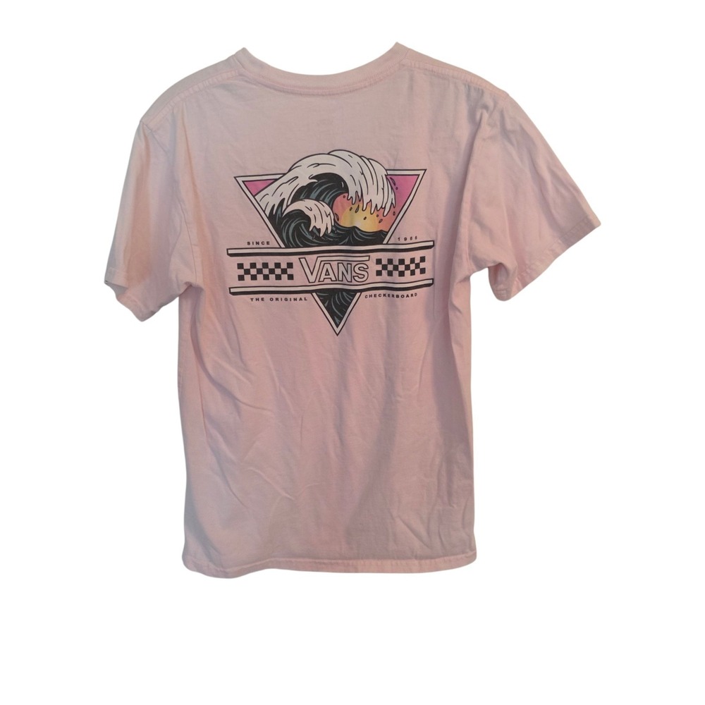 Vans T-Shirt The Original Checkerboard Surf Wave Cotton Pink Adult Size Small